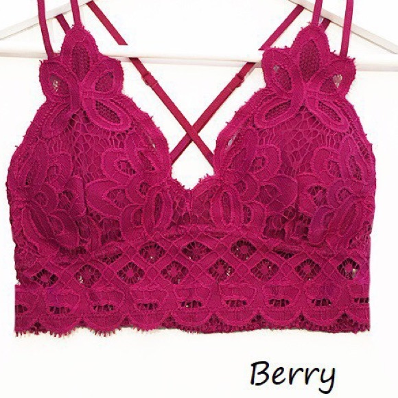 Anemone Other - Last 1! Anemone Luscious Berry Lace Adjustable Double Strap Bralette Medium